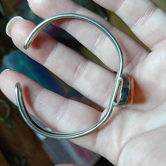 Vintage Baltic honey Amber sterling silver cuff bracelet adjustable - Picture 13 of 17